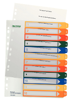 Leitz 12940000 Register DIN A4, Bovenbreedte 1 12 Polypropyleen Meerdere kleuren 12 tabbladen PC beschrijfbaar 12940000
