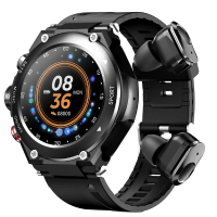 LEMFO T92 BT5.0 TWS Draadloze oordopjes Polsband 1,28 inch IPS Volledig touchscreen Siri Wake up Hartslag Bloeddruk Zuur