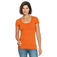 Lemon & Soda casual fashion t shirt   bodyfit   dames   oranje   ronde hals   korte mouwen