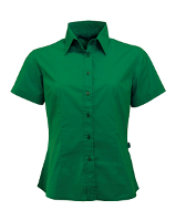 Groene katoenen damesblouse met korte mouwen