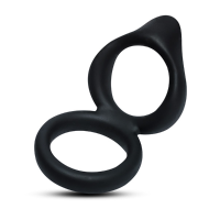 Levett Male Black Smooth Silicone Double Rings Penis Ring Adult Toys