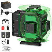 LFINE 4D 16 Lijnen Laser Waterpas met Dubbele Oplaadbare Batterijen USB voeding Zelfnivellerend Multi Line Kruis Laser W