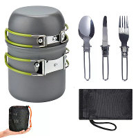 Lichtgewicht aluminiumlegering campingpot hiking picknick toeristen servies set buitenfornuis pot pan plastic kom buiten