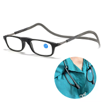 Lichtgewicht Draagbare Zachte Tape Hangende Nek Magnetische Leesbril Comfortabele HD Anti blauw Licht Presbyopie Bril