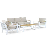 Lifestyle Garden Furniture Stoel en Bank Loungeset 5 personen Aluminium/Polywood (teakfinish) Wit