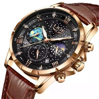 LIGE Waterdichte Luminous Heren Quartz Horloge Lederen Band Sport Polshorloge Mannen Zakelijk Casual Horloge Auto Kalend