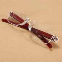 Lightweight Red Rimless Resin Magnifying Reading Glasses Fatigue Relieve Strength 1.0 1.5 2.0 2.5 3.0