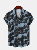 Heren abstracte aderen print Hawaii stijl strandkleding Casual ademende vakantieoverhemden