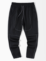 Heren Active Sportcontrast gevoerde joggingbroek met ritszak, enkellange broek met trekkoord