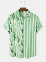 Heren Cactus stiksels Gestreept Ademend Alle bijpassende huidvriendelijke shirts