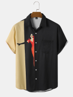 Heren Colorblock Hiding Beauty Print Fit Huidvriendelijke, sierlijke shirts
