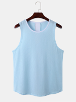 Heren contrasterende gestreepte mesh mouwloze ademende sneldrogende vochtafvoerende tanktop