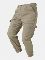 Heren Effen elastische manchetzakken Zipper Fly Overalls
