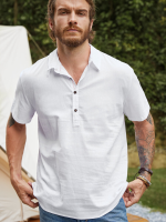 Heren Effen Halve Knopen Reverskraag Sierlijke Vrije Tijd Alle Matched Huidvriendelijke Shirts