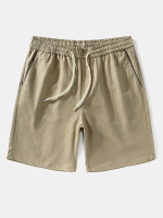 Heren Effen Kleur Trekkoord Elastische Taille Halflange Shorts
