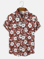 Heren Grafische Bloemenprint Sierlijk Soft Vakantiestijl Ademende Comfy Shirts