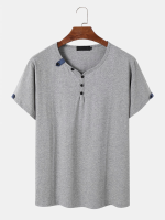 Heren halve knopen Soft Ademende casual T shirts met korte mouwen