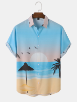 Heren Landschap Hawaï stijl Casual Huidvriendelijk All Matched Soft Shirts
