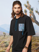 Heren Navajo T shirts met trekkoord, ontworpen met elastische hals