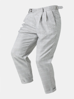 Heren pastel Print verstelbare ontworpen plooien broek