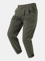 Heren patchwork plooien casual broek met meerdere zakken