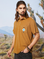 Heren poloshirts met geometrische print en enkele zak