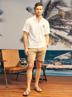 Heren Rose geborduurd zakelijk formeel werk Revere kraag poloshirts met korte mouwen