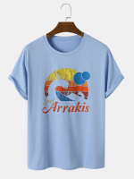 Heren T shirts met korte mouwen en letter  en pictogramprint Alle op elkaar afgestemde huidvriendelijke T shirts met ron