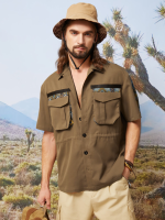 Heren Tribale afdruk Stiksels Dubbele Zakken Elastische Taille Shirts