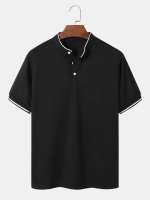 Heren zakelijke halve knopen met contrasterende voering Soft ademende werkpoloshirts