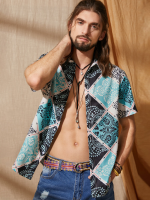 Herensjaal Paisley print Casual overhemden met korte mouwen