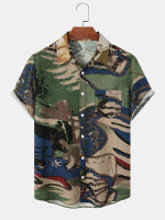 Mannen Graffiti Sketches Print Pocket Soft All Matched Skin Friendly Shirts
