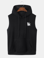 Mouwloze tanktop met kangoeroezak met koord en capuchon voor heren
