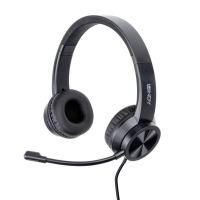 LINDY 20439 On Ear headset Kabel Stereo Zwart Headset, Volumeregeling, Microfoon uitschakelbaar (mute) Computer