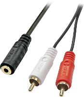 LINDY 35677 Lindy Premium   Audio Adapter   0.08 Mm²   Stereo Mini Klinkenstecker (W) Cinch / Jackplug Audio Adapter [2x Cinch stekker   1x Jackplug female 3,5