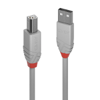 LINDY 36681 USB kabel USB 2.0 USB A stekker, USB B stekker 0.50 M Grijs Vergulde steekcontacten
