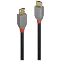 LINDY 36890 USB kabel USB 2.0 USB C stekker, USB micro B stekker 0.50 M Zwart, Grijs