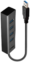 LINDY 43324 USB 3.1 Gen 1 hub 4 poorten Zwart