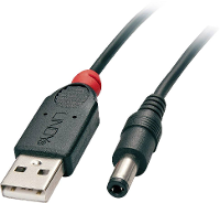 LINDY 70268 USB stroomkabel USB 2.0 USB A stekker, DC stekker 5,5 mm 1.50 M Zwart