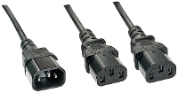LINDY Stroom Y kabel [1x Apparaatstekker, male C14   2x Apparaatstekker, female C13 10A] 1.00 M Zwart