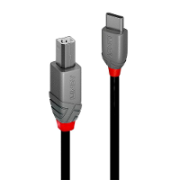 LINDY USB kabel USB 2.0 USB C stekker, USB B stekker 0.50 M Zwart 36940