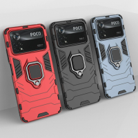 Bakeey voor Xiaomi POCO X4 PRO 5G Armor Schokbestendig Magnetisch met 360 Rotatie Vinger Ring Houder Stand PC Beschermho
