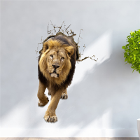 Lion 3d Wall Decals Animal Pag Sticker Removable Wall Hole Stickers Home Room Decor Gift