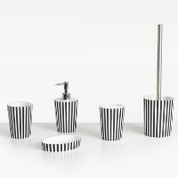 LIRCAY   Badkameraccessoireset   Zwart/Wit   Polyresin