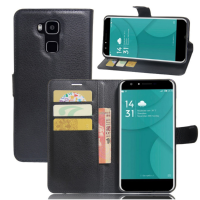 Litchi Wallet Card Slot Stand Flip Leather Case For Doogee Y6 Y6c Y6 Piano Black