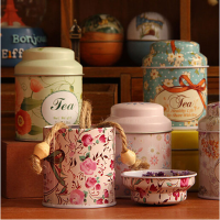 Little Flower Pastoral Style Mini Tea & Coffee Tin Storage Box