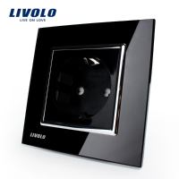 Livolo Black Crystal Glass 16a Eu Wall Power Socket Vl C7c1eu 12 Ac110~250v