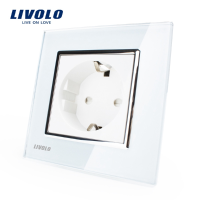 Livolo White Crystal Glass 16a Wall Power Socket Vl C7c1eu 11 Ac110~250v
