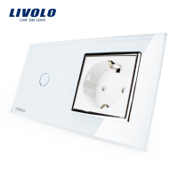 Livolo White Glass Touch Switch With Eu Wall Socket Vl C701 11/vl C7c1eu 11