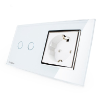 Livolo White Glass Touch Switch With Eu Wall Socket Vl C702 11/vl C7c1eu 11